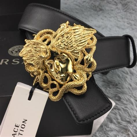 versace 3d medusa buckle belt|Versace Medusa snake wings belt.